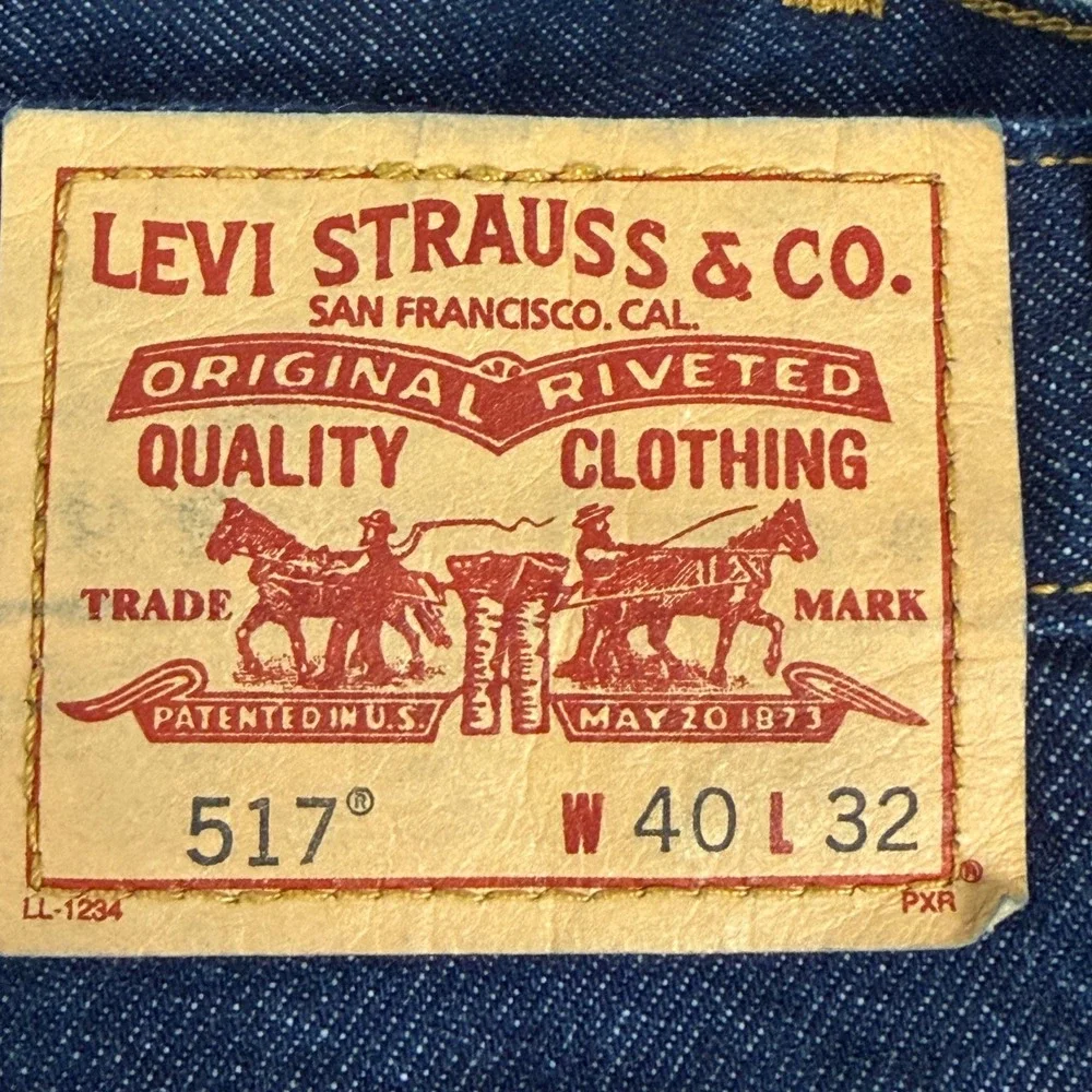 Vintage Levi's 517 BOOTCUT Jeans Mens 40x32 Cotton Dark Wash Indigo Blue Denim